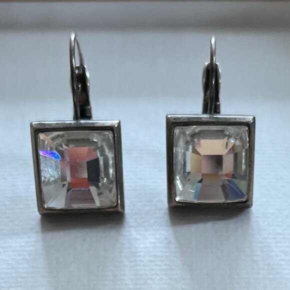 Exquisite vintage square Myka Designs earrings, rustic silver - Picture 1 of 4